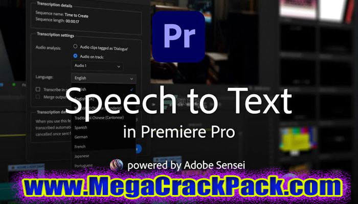 Adobe Speech to Text for Premiere Pro 2022 Version 10.0 Multilingual